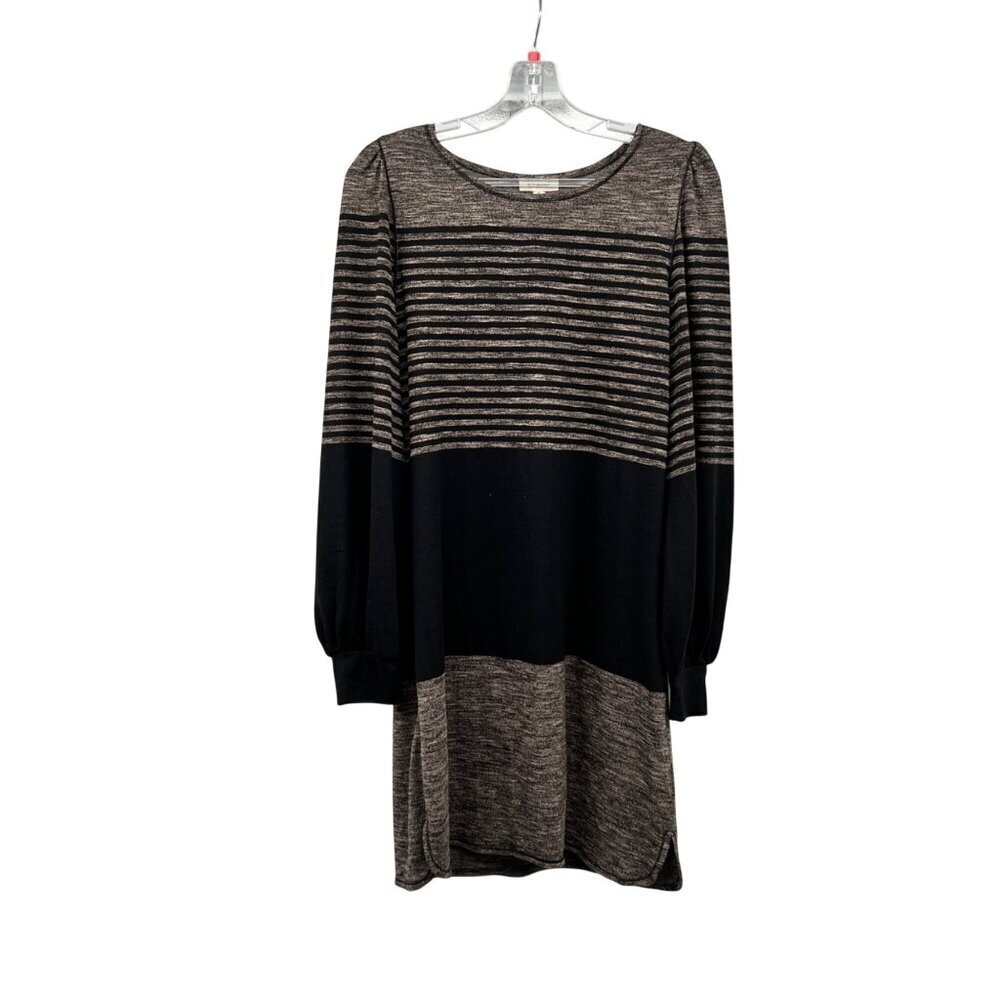Max Studio Womens Striped Sweater Dress Long Sleeve Black/Multi Size Medium